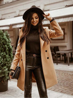 Stunncal Breasted Lapel Collar Coat