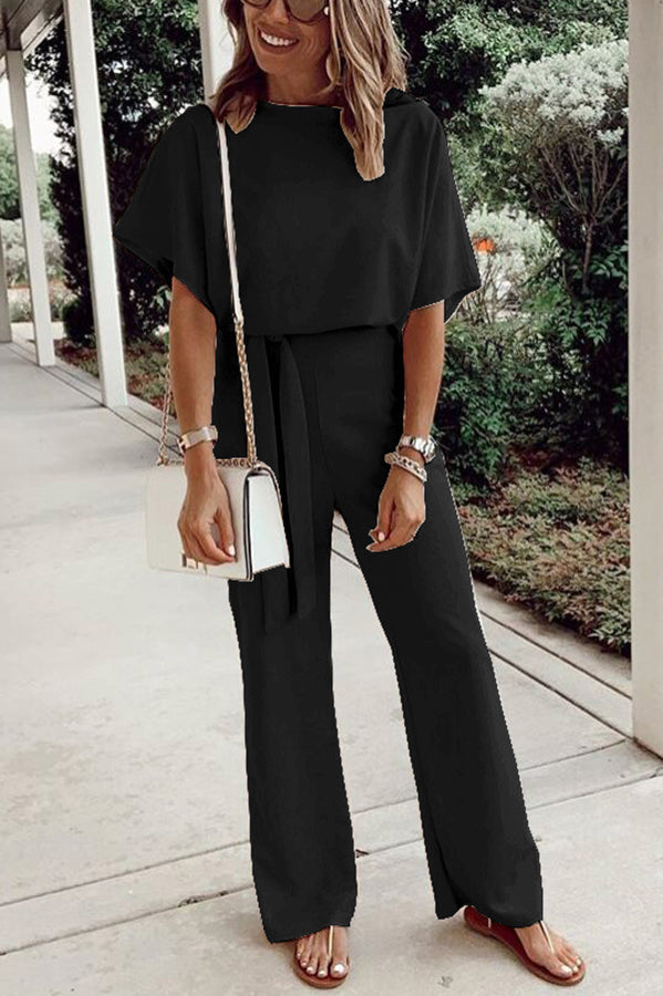 Stunncal Spring Scene Tie Loose Jumpsuit