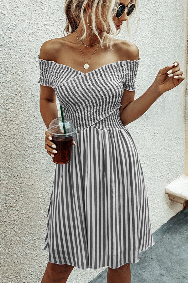 Stunncal Fashion Short Sleeve Stripe Dress