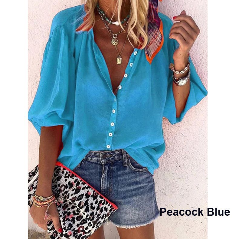 Stunncal Solid Color Button Loose Shirt(11 Colors)