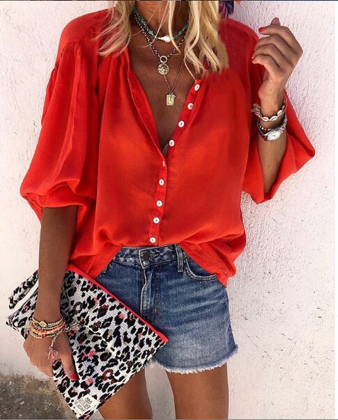 Stunncal Solid Color Button Loose Shirt(11 Colors)