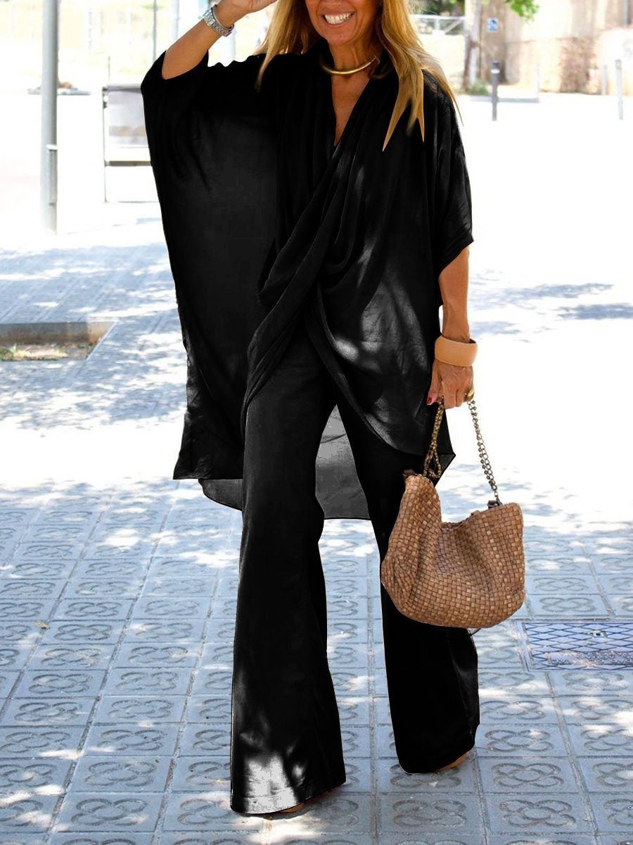 Stunncal Eden Cotton Casual Solid Color Loose Pants Suit