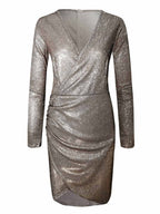 Stunncal V-Neck Irregular Sequin Party Dress(9 colors)