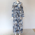 Stunncal Printed Lace-Up Loose Maxi dress