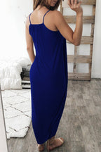 Stunncal Wrapped Split Solid Cami Beach Dress