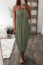 Stunncal Wrapped Split Solid Cami Beach Dress