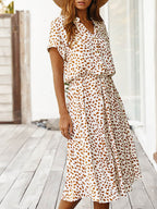 Stunncal Polka Dot Short-Sleeve Dress(7 colors)