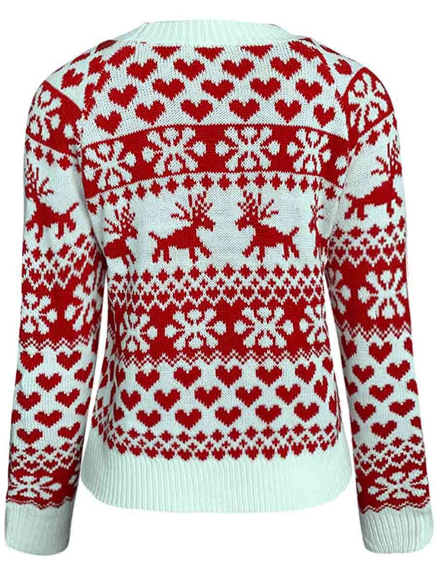 Stunncal Snowflake Moose Christmas Sweater