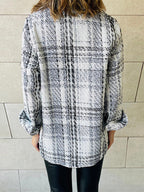 Stunncal Elegant Plaid Buttons Turndown Collar Outerwear