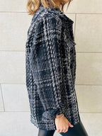 Stunncal Elegant Plaid Buttons Turndown Collar Outerwear