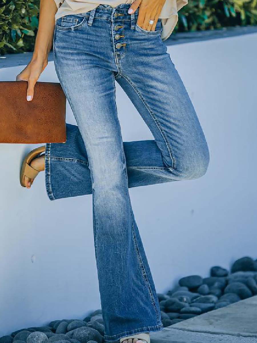 Stunncal Button Washed Jeans