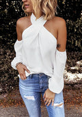Stunncal Criss Cross Halter Solid Sleeveless Top