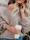 Stunncal Loose Knit V-neck Sweater