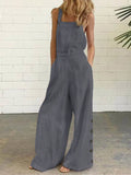 Stunncal Casual Solid Buckle Square Collar Regular Jumpsuits(5 Colors)