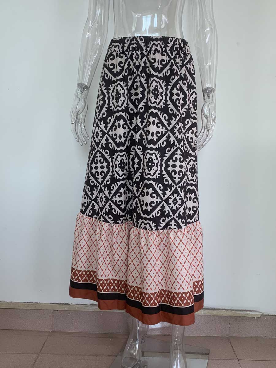 Stunncal Printed Loose Patchwork Hem Dress