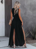 Stunncal V-Neck Sleeveless Solid Color Dress