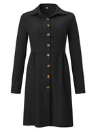 Stunncal Single-Breasted Long-Sleeved Dress(4 colors)