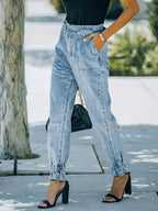 Stunncal Metal Buckle Legged Harem Jeans