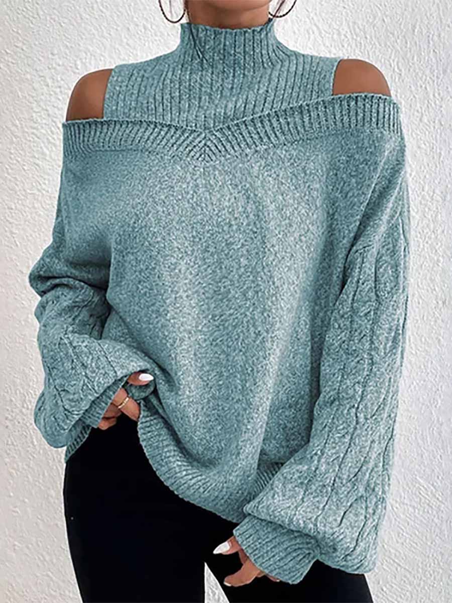Stunncal Drop Shoulder Lantern Sleeve Sweater