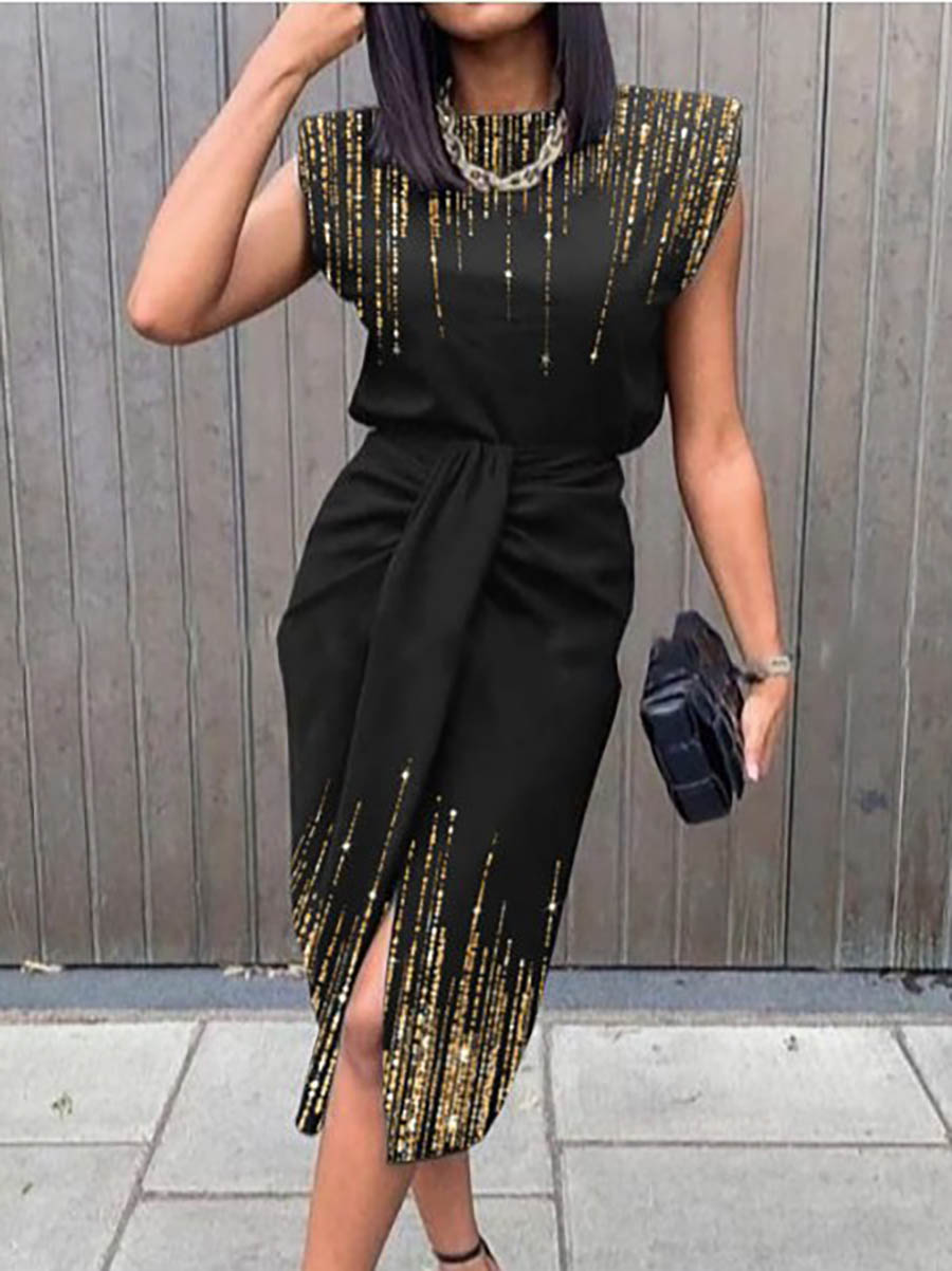Stunncal Elegant Print Printing O Neck A Line Dresses(5 Colors)