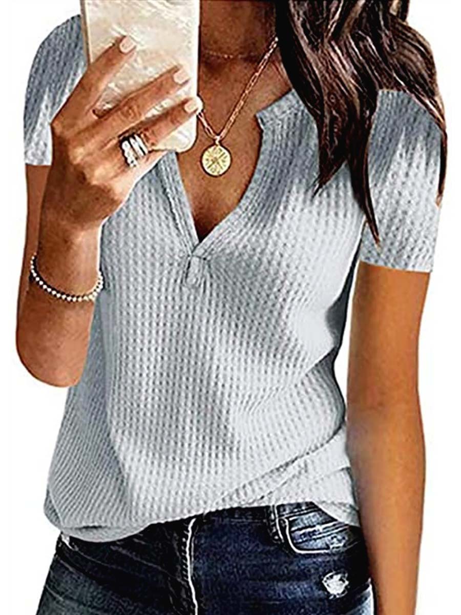Stunncal V-Neck Solid Color T-Shirt (16 colors)