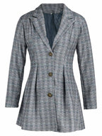 Stunncal Fashion Street Plaid Patchwork Buckle Turn-back Collar Outerwear(3 Colors)