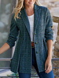 Stunncal Fashion Street Plaid Patchwork Buckle Turn-back Collar Outerwear(3 Colors)
