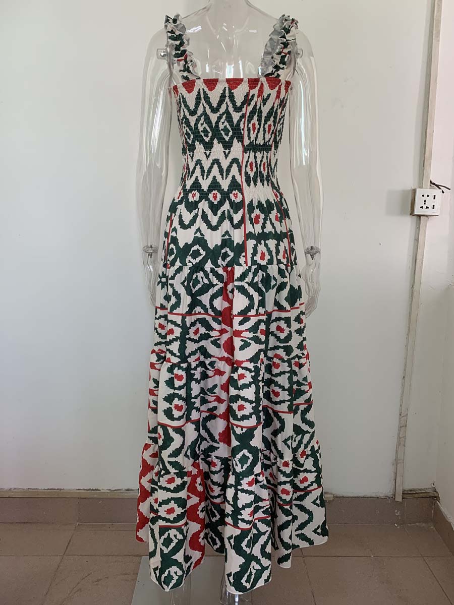 Stunncal Printed Halter Beach Resort Dress(3 Colors)