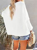 Stunncal Solid Color Knitted Bat Long Sleeve Sweater