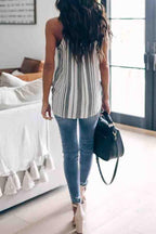 Stunncal Sleeveless Striped Spaghetti Strap Casual Wear Vest