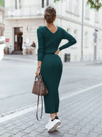 Stunncal Elegant College V Neck One Step Skirt Dresses(4 Colors)