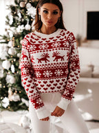 Stunncal Snowflake Moose Christmas Sweater