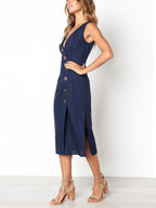 Stunncal Button Vintage Dress