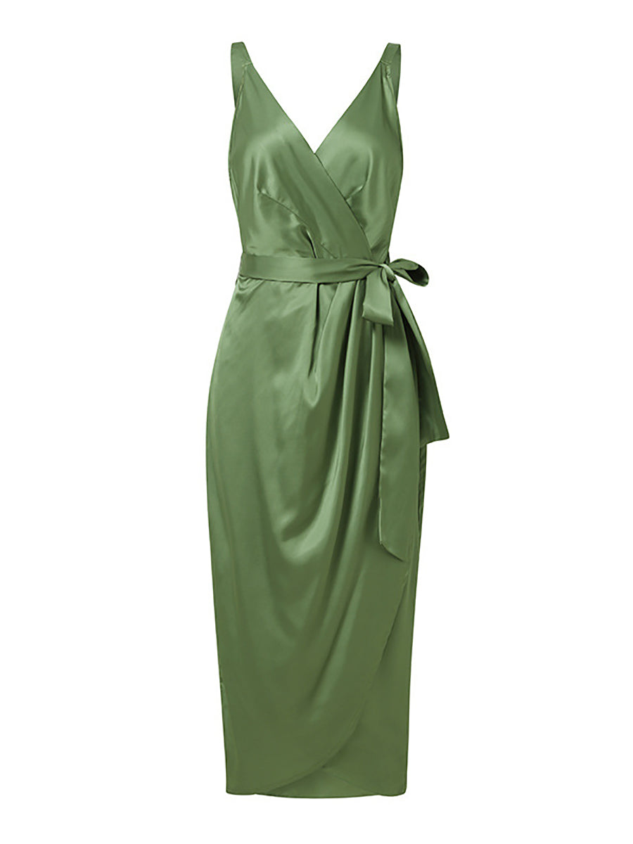 Stunncal Solid Color Straps Slim Irregular Dresses