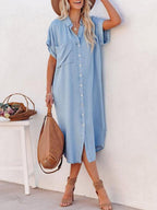 Stunncal Solid Color Denim Dress