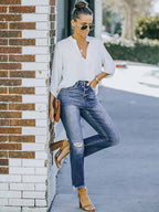 Stunncal Ripped Straight-Leg Jeans
