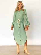 Stunncal Long-Sleeved Waist-Skimming Dresses