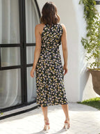Stunncal Sleeveless Hanging Neck Solid Color Satin Dress(6 Colors)