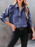 Stunncal Casual Fashion Loose Long Sleeve Denim Shirt