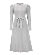Stunncal Bubble Sleeve Belt Knit Dress (5 colors)
