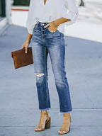 Stunncal Ripped Straight-Leg Jeans