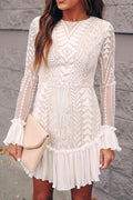Stunncal Lace Pleated Ruffle Dress