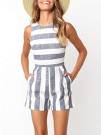 Stunncal Sleeveless Striped Romper(3 Colors)