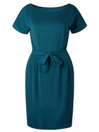 Stunncal O Neck Midi Dress With Belt (4 colors)