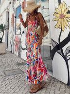 Stunncal Printed Halter Beach Resort Dress(3 Colors)