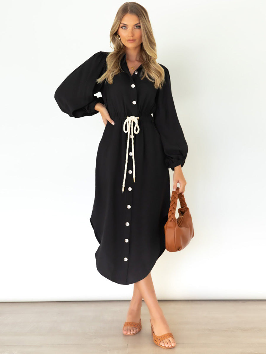Stunncal Long-Sleeved Waist-Skimming Dresses