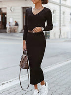 Stunncal Elegant College V Neck One Step Skirt Dresses(4 Colors)