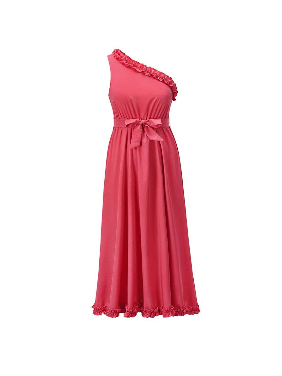 Stunncal Ruffle One-Shoulder Dress