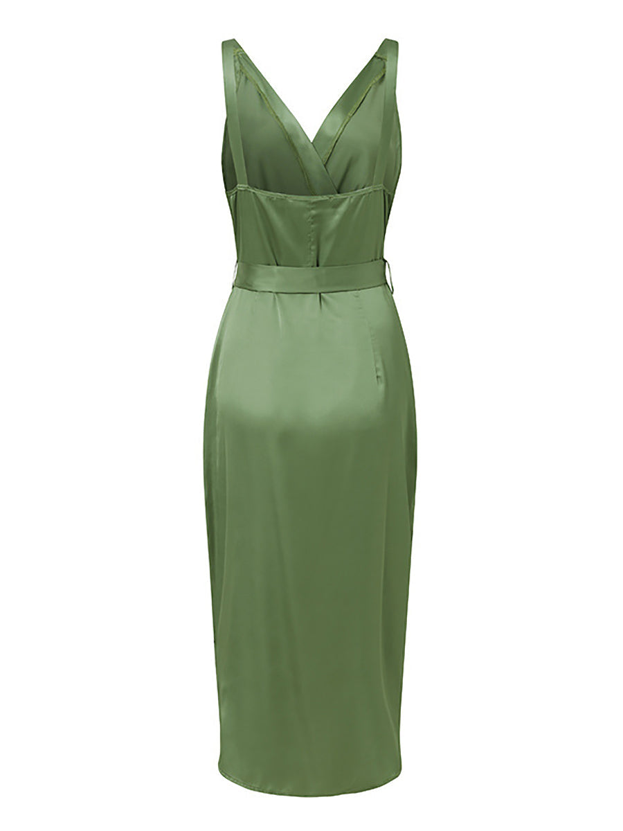 Stunncal Solid Color Straps Slim Irregular Dresses
