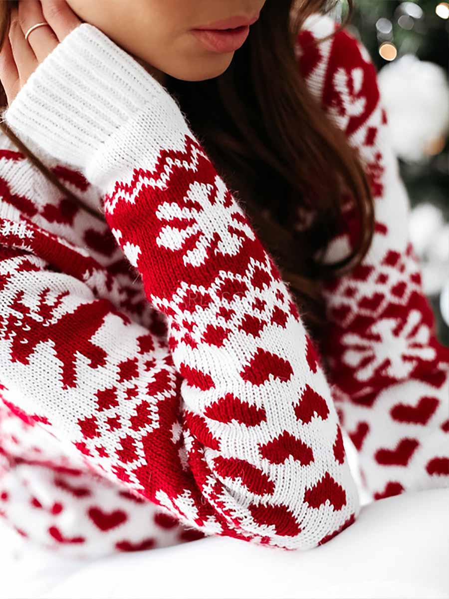 Stunncal Snowflake Moose Christmas Sweater